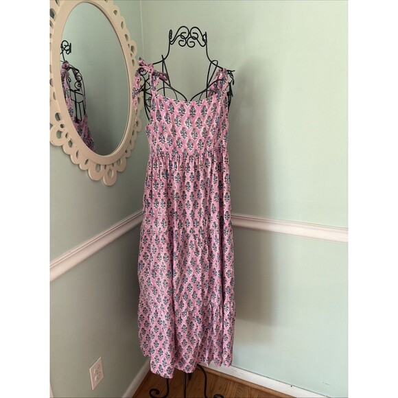 Emerson Fry India Collection Sara Tier Dress Day Flowers Aurora Pink Size Medium - Picture 4 of 8